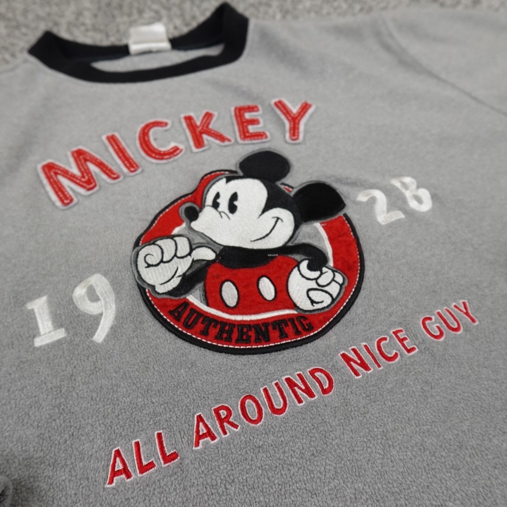 Disney Gray Crewneck Sweater with Mickey Red Black White Graphic